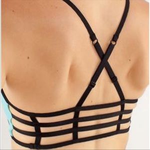 Lululemon Strappy Back Gray/black Bra Sz 6
